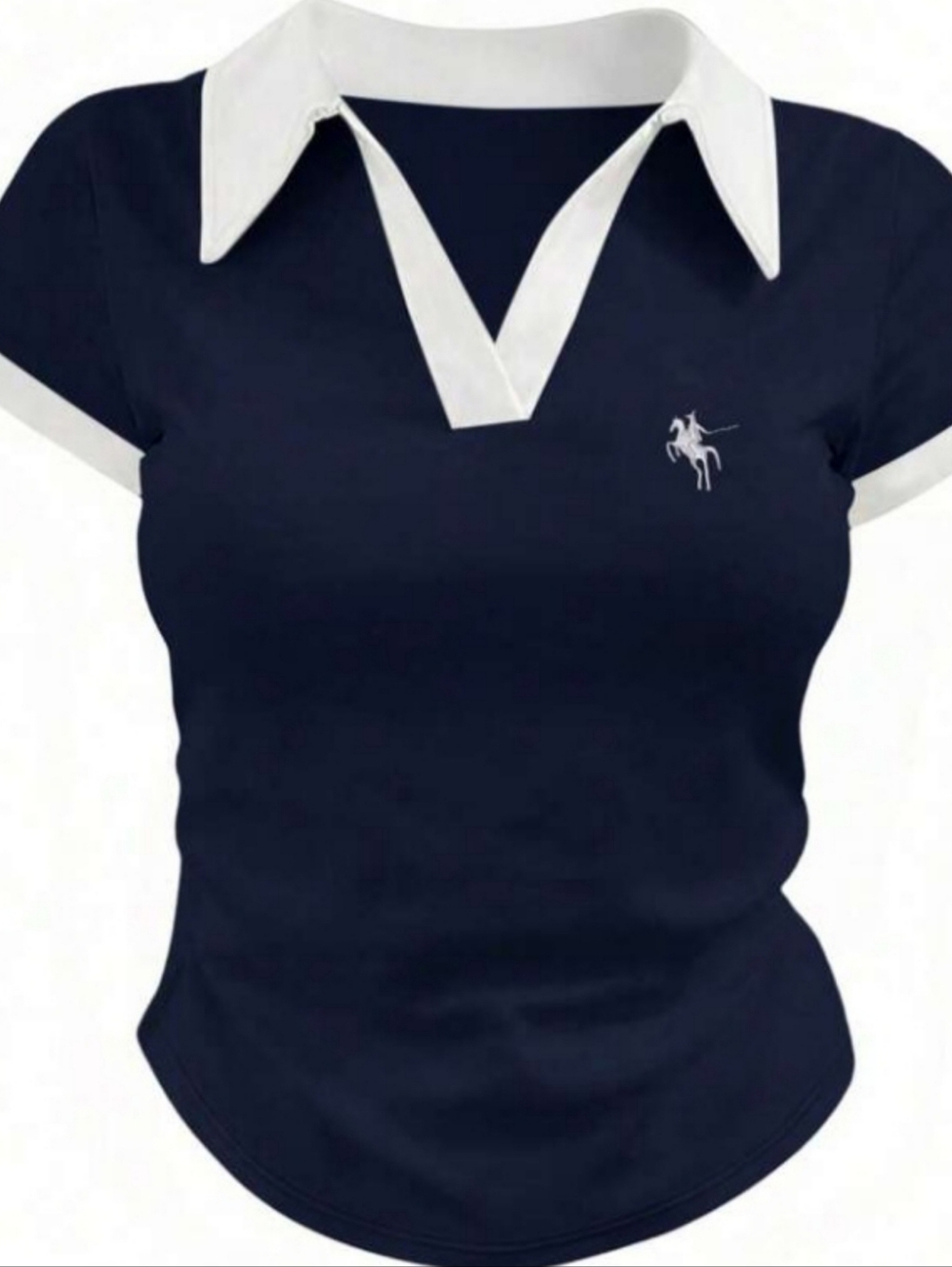 NEW Women Black & White Polo Shirt